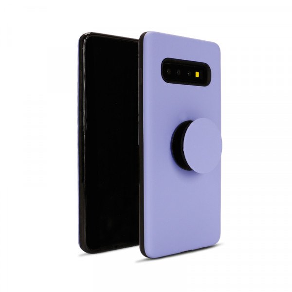 Wholesale Galaxy S10+ (Plus) Pop Up Grip Stand Hybrid Case (Purple)